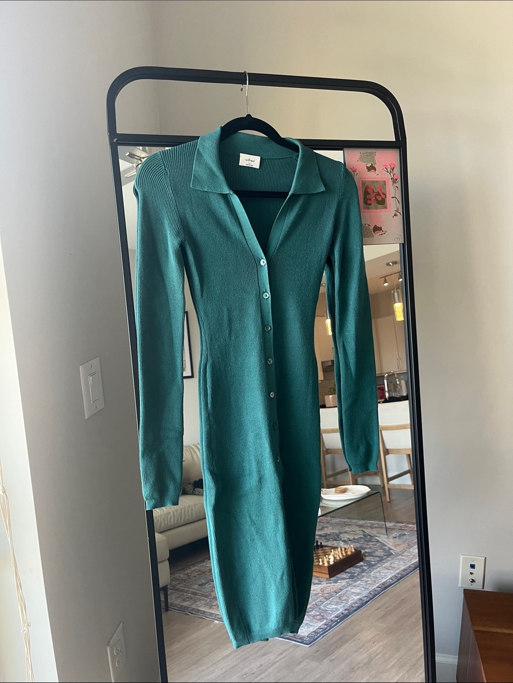 Blue Aritzia Wilfred bodycon sweater dress